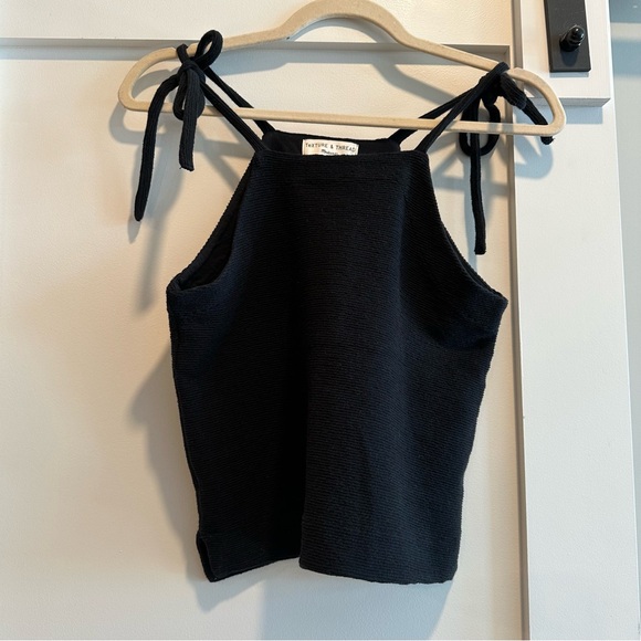 Madewell Black Texture & Thread Tie-Shoulder Tank Top - Picture 5 of 7
